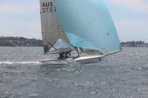 AUS 372 - Robbie Hunt and David McAully sailing The Hitcher - Goaty Hill West Tamar Council B14 National Championships 2012 -2013 © Judi Marshall